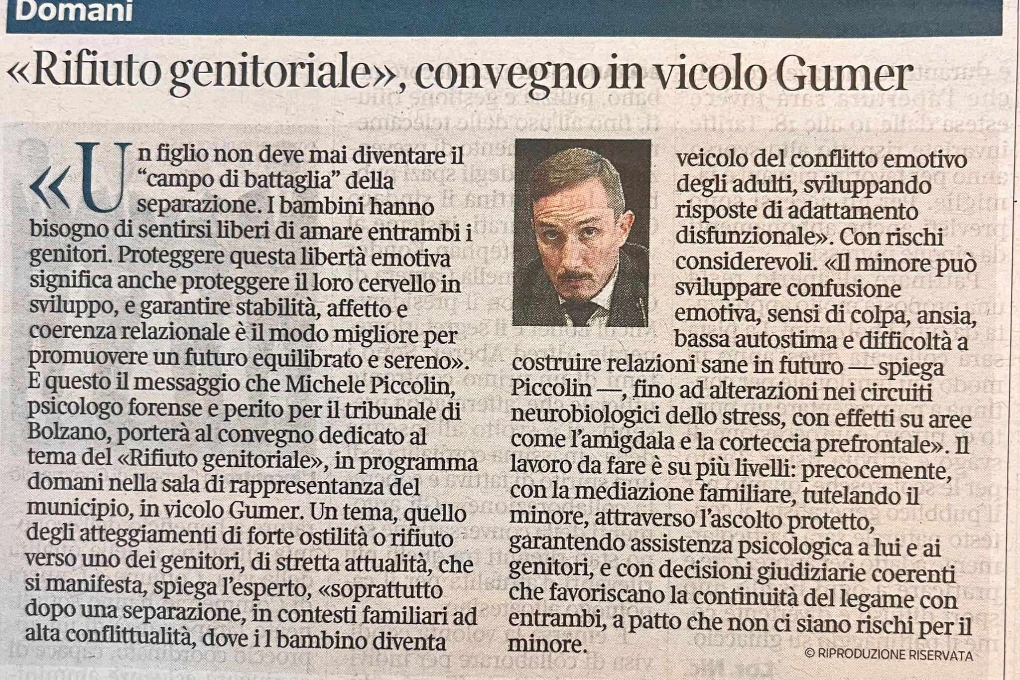 Rifiuto genitoriale - convegno in vicolo gumer